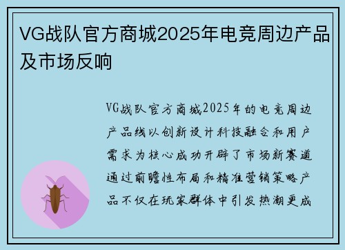 VG战队官方商城2025年电竞周边产品及市场反响